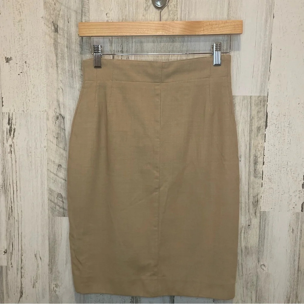 Escada Vintage New Virgin Wool Pencil Skirt - Size 10‎ Tan/Khaki